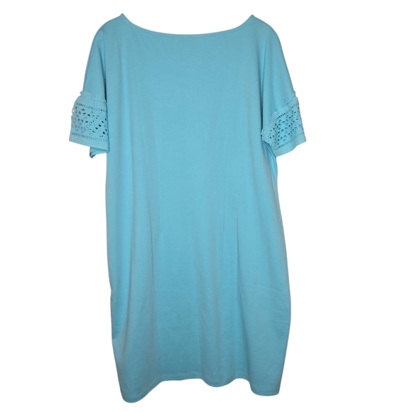 Talbots Eyelet Lace Flare Sleeve Interlock Cotton Shift Dress Plus Size 1X - Picture 2 of 7